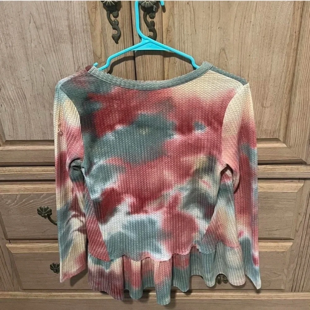 Anthropologie Eri + Ali Tallie Rainbow Tie Dye Waffle Knit sweater, size XS